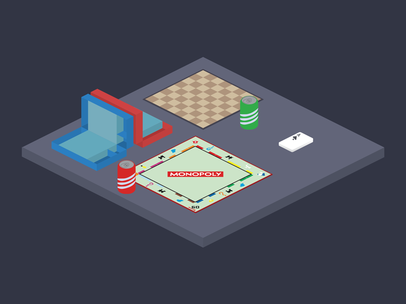 GAMENIGHT Table isometric party games board gamenight