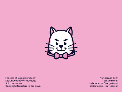 Fancy Cat Logo For Sale animal art background beautiful cartoon cat cute design drawing fancy fashion funny illustration isolated kitten kitty pet portrait white young