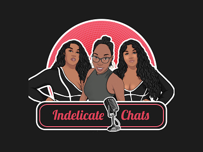 Indelicate Chats Podcast Cover Art cartoon portrait drawing illustration logo phone case podcast cover