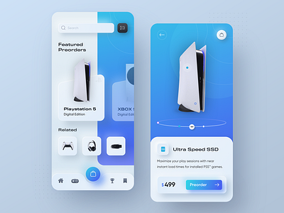 Playstation 5  - Neumorphic mobile app concept