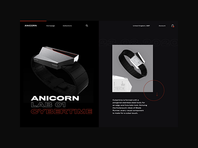 Anicorn Watches - Landing Page Animation Concept animation dark app dark mode modern paralax principle principle app principleformac typography ui ux