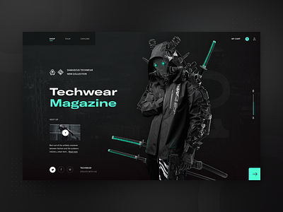 Damascus Techwear Apparel 2021 - web redesign concept v2 darkui fashion layout modern neumorphic neumorphism techwear typography ui ux