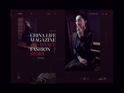 Carine - Dance Fashion Story 2021 clean darkmode darkui fashion layout modern typography ui ux