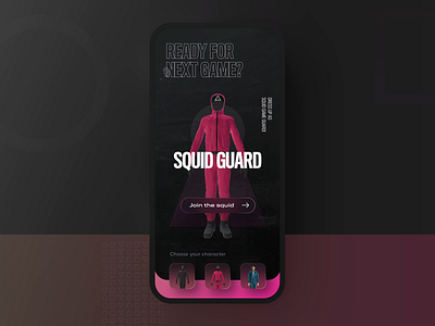 Squid Game Store - mobile app interaction flow concept 3d 3danimation aftereffects animation darkmode darkui gameapp gameui interaction mobileapp motion graphics squidgame ui