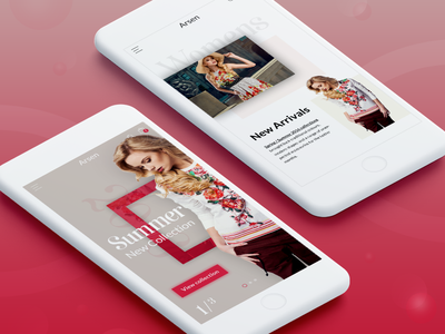Arsen fashion store - mobile screens (women shop) clean fashion layout mobile responsive rwd ui ux web webdesign