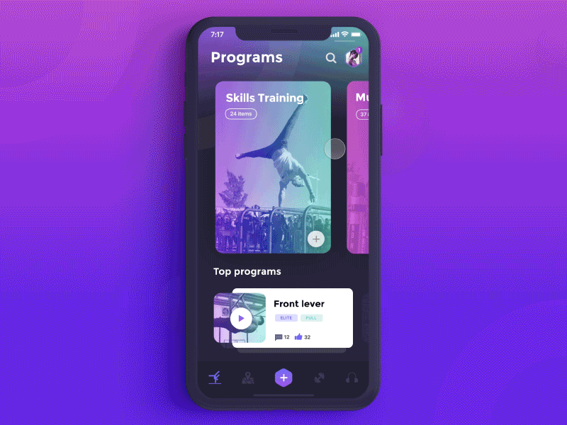 Beast Barz app - cards animation concept animation app cards fitness gym interaction principle ui ux