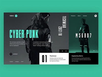 Techwear clean layout modern mondrianizm typography ui ux web webdesign