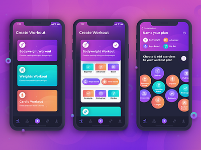 Beast Barz - create workout screens app application card dark fitness gym interface sport ui ux