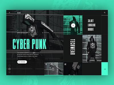 Techwear - alternative homepage ver clean fashion layout modern mondrianizm tech typography ui ux web