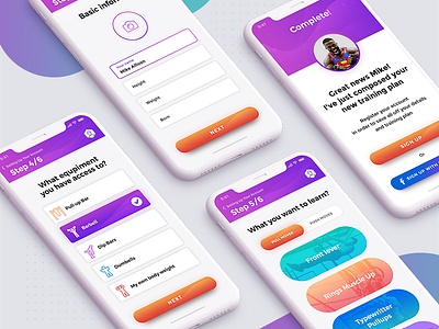 BEAST BARZ - setup screens - part2 app application clean fitness gradient gym onboarding sport ui ux walkthrough