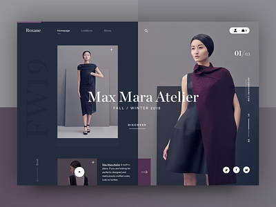 Roxane fashion store - Fall/Winter clean fashion layout modern mondrianizm typography ui ux web webdesign