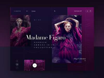 Madame Figaro - Giorgio Armani Collection dark background design fashion layout modern typography ui ux web