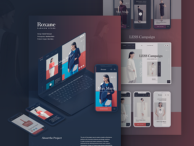 Roxane fashion store presentation on Behance app clean dark fashion layout modern typography ui ux web webdesign