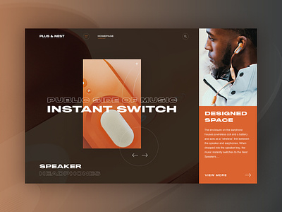 PLUS & NEST - homepage redesign concept clean design layout modern mondrianizm typography ui ux