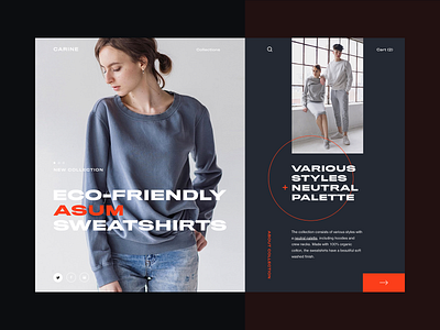 Carine fashion store - Asum sweatshirts campaign clean fashion layout modern typography ui ux web webdesign