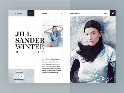 Carine fashion store - Jill Sander FW19 campaign v2 clean fashion layout modern typography ui ux web webdesign