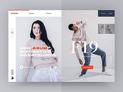 Carine fashion store - Asum Sweatshirts collection clean fashion layout modern typography ui ux web