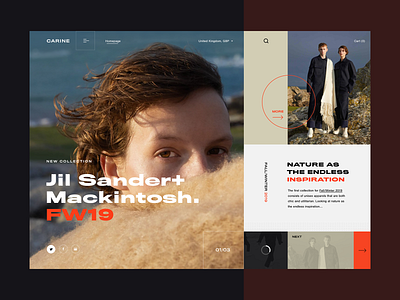 Carine fashion store - Jil Sander FW19 campaign v2 clean fashion layout modern typography ui ux webdesign