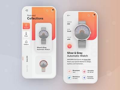 Anicorn watches redesign concept - mobile app colorful gradient iphone mobile mobile design mobileapps mobileui modern ui ux watches