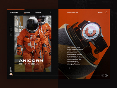 ANICORN X NASA ecommerce fashion layout typogaphy ui ux watch watches webapp webdesign