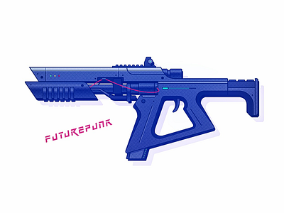 Pew pew cyberpunk destiny gun illustration metal punk texture weapon