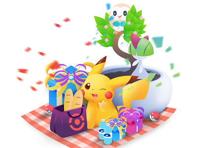 Pikachu Picknick anniversary bonsai cheering gift picknick pikachu pokemon20 ralts