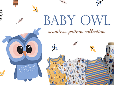 Baby Owl Seamless Pattern Collection baby baby animals baby apparel baby clipart baby fashion baby pattern baby shower fabric graphic illustration kids apparel kids illustration kids pattern nursery nursery clipart pattern seamless pattern surface pattern surface pattern design
