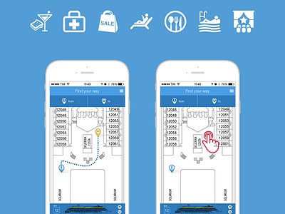 Find Your Way app apps application application category icons cruise customer icon illustration mobile app passengers ui ui ux design vector