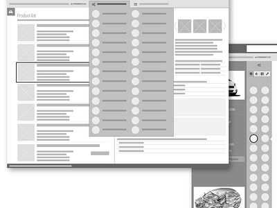 Wireframe ePER 3 application b2b parts catalogue responsive design ui ux design wireframe design