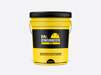 Mr.Engineer Bucket admixture bangladesh branding bucket design design graphic design illustration mockup mr.engineer packaging yellow