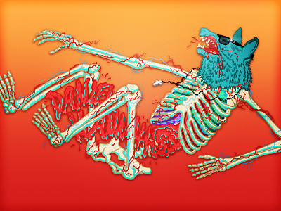 Wolf Skeleton bloody character design illustrator color debute glasses illustration invite skeleton wolf