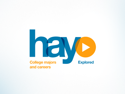 Hayo Logo blue identity logo orange play video