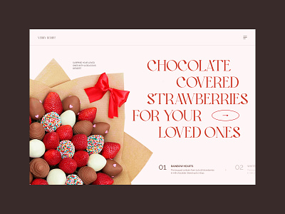 Concept Chocolate covered strawberries homepage landing layout main page strawberrie typo typography ui webdesign website