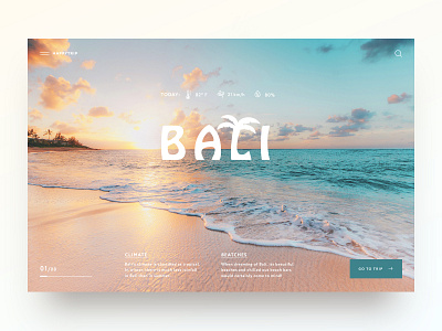 Bali one Love bali concept creativity daily design homepage landing landingpage main page minimal nature sea ui ux web webdesign website