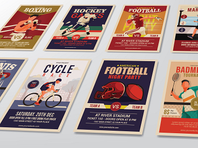 collection of sport flyer template. vintage design background banner brochure business concept cover design flyer graphic illustration layout leaflet marketing poster print promotion publication sport template vector