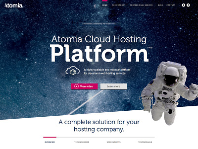 Atomia cloudservice design hosting interface layout responsive ui website