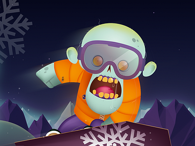 Snowboarding zombie