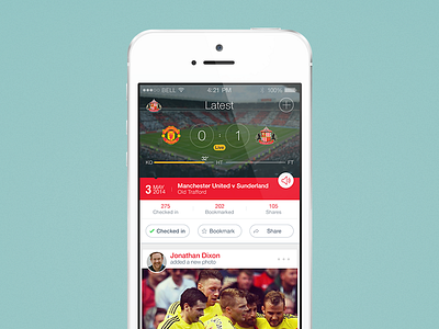 Spontly V3 app ios ios7 iphone manchester mobile sunderland ui united ux wip