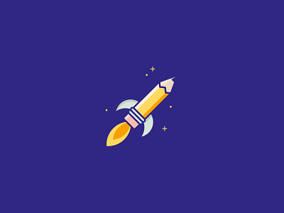 Rocket/Pencil brand branding identity illustration logo marque pencil rocket space