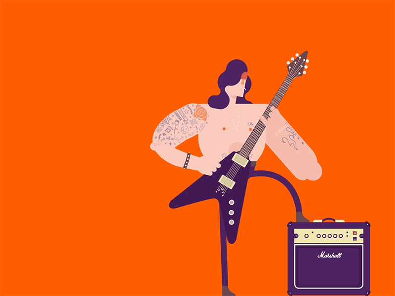 Rocker after effects animation guitar illustration rock n roll rocker