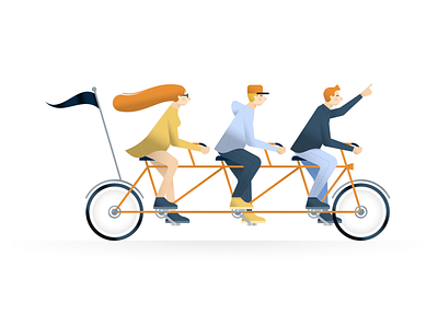 Recruitment Illustration 2d art bike branding character design flat illustrations illustrator minimal tandem bike team