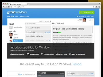 GitHub for Windows github landing page metro website