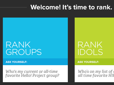 Welcome! It's Time To Rank. hello! ranking