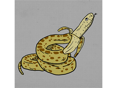 Bananasnake alex despain banana snake bananasnake color design halftone illustration