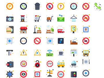 Public Signs Icon set bus city icon set environment icon set icon icons illustration park public set signs traffic icon set ui ux vector web