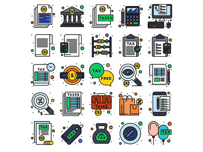 Taxes Finance Related Concept Icon set accounting accounts bank app banking design icon icons illustration tax icon vector