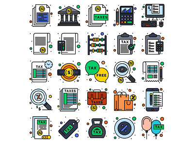 Taxes Finance Related Concept Icon set