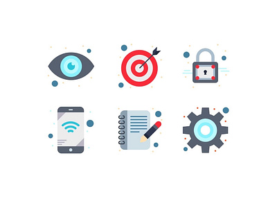 User Interface Flat Color Icon eye gear icon icons lock mobile notebook setting target vector