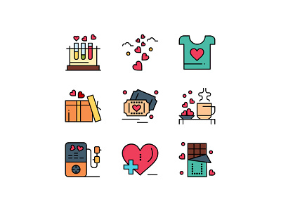 200 Valentine Flat Filled Icon Pack