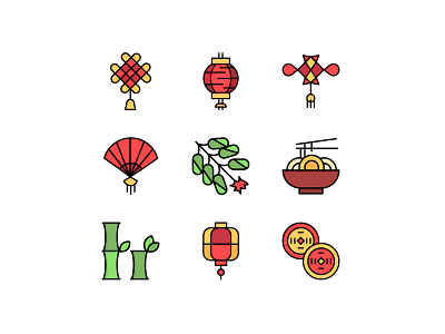 China New year icon set